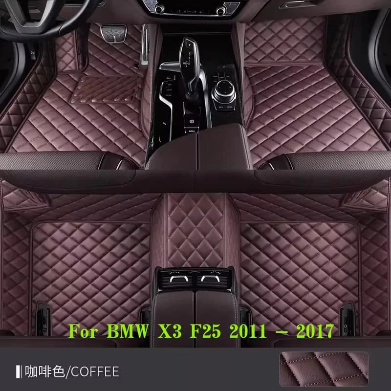 Tappetini Auto in Pelle Personalizzati Flash Mat, Copertura Tappeto Automobile per BMW X3 F25 2011 2012 2013 2014 2015 2016 2017