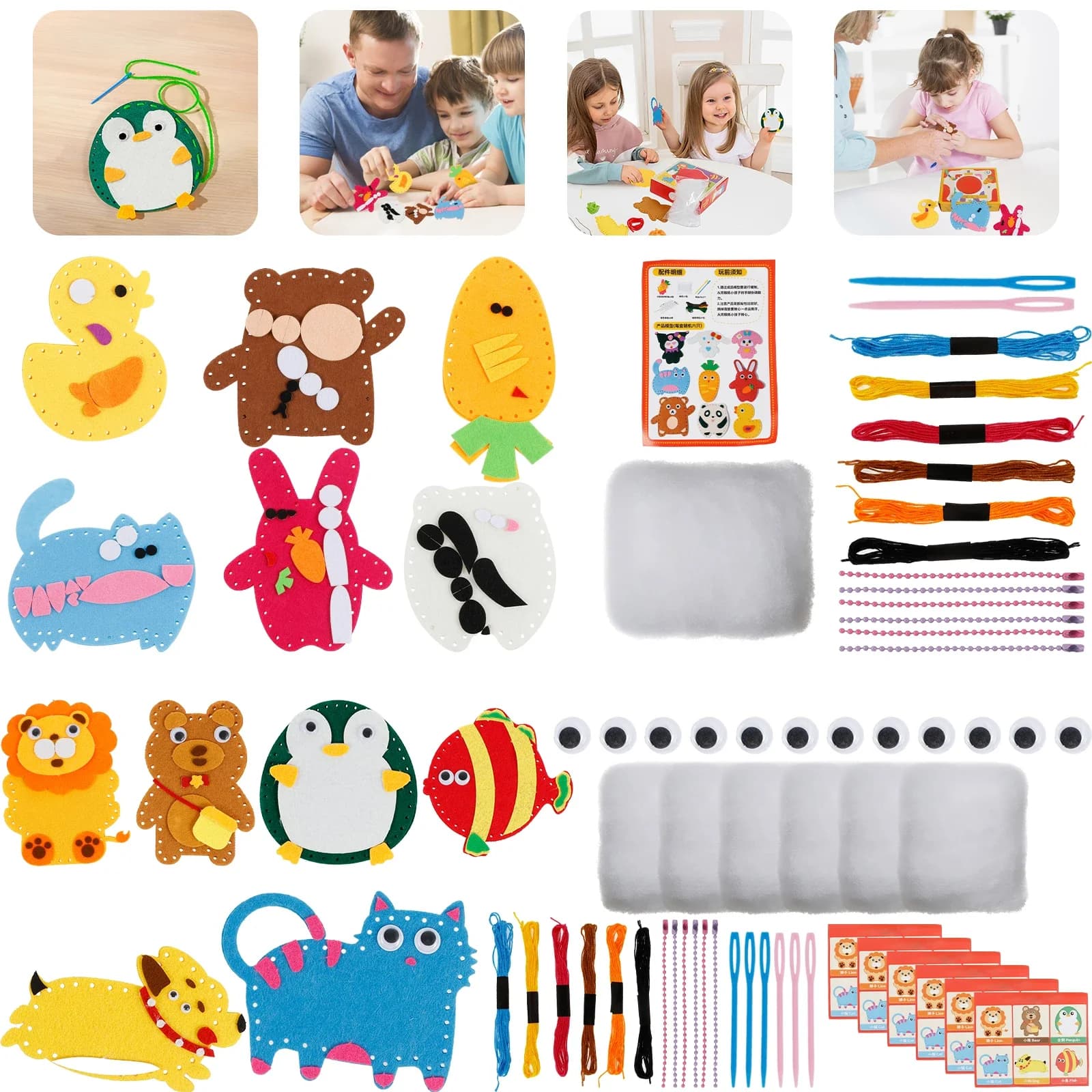 Kit da cucito per bambini Kit da cucito per principianti divertente ed educativo Kit creativo fai da te in feltro per bambini Principianti Set da cucito Giocattolo artistico per ragazza