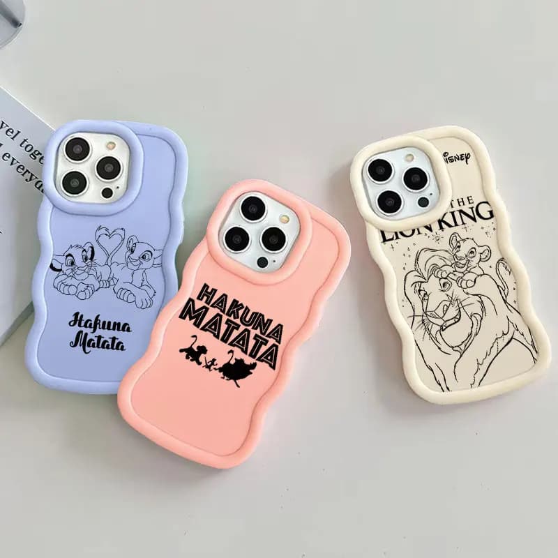 Cover per iPhone The Lion King HAKUNA MATATA Candy Color per iPhone 17 16 15 14 Plus 11 Pro Max 13 12 Mini Air 17E 16E con bordo ondulato