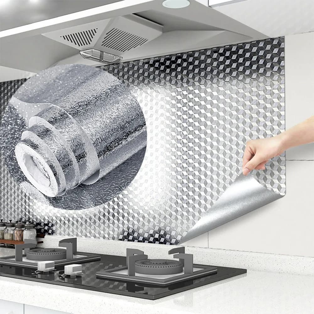 40cm Kitchen anti oil sticker self-adhesive aluminum foil and water resistant stickers used for countertop drawer cabinet