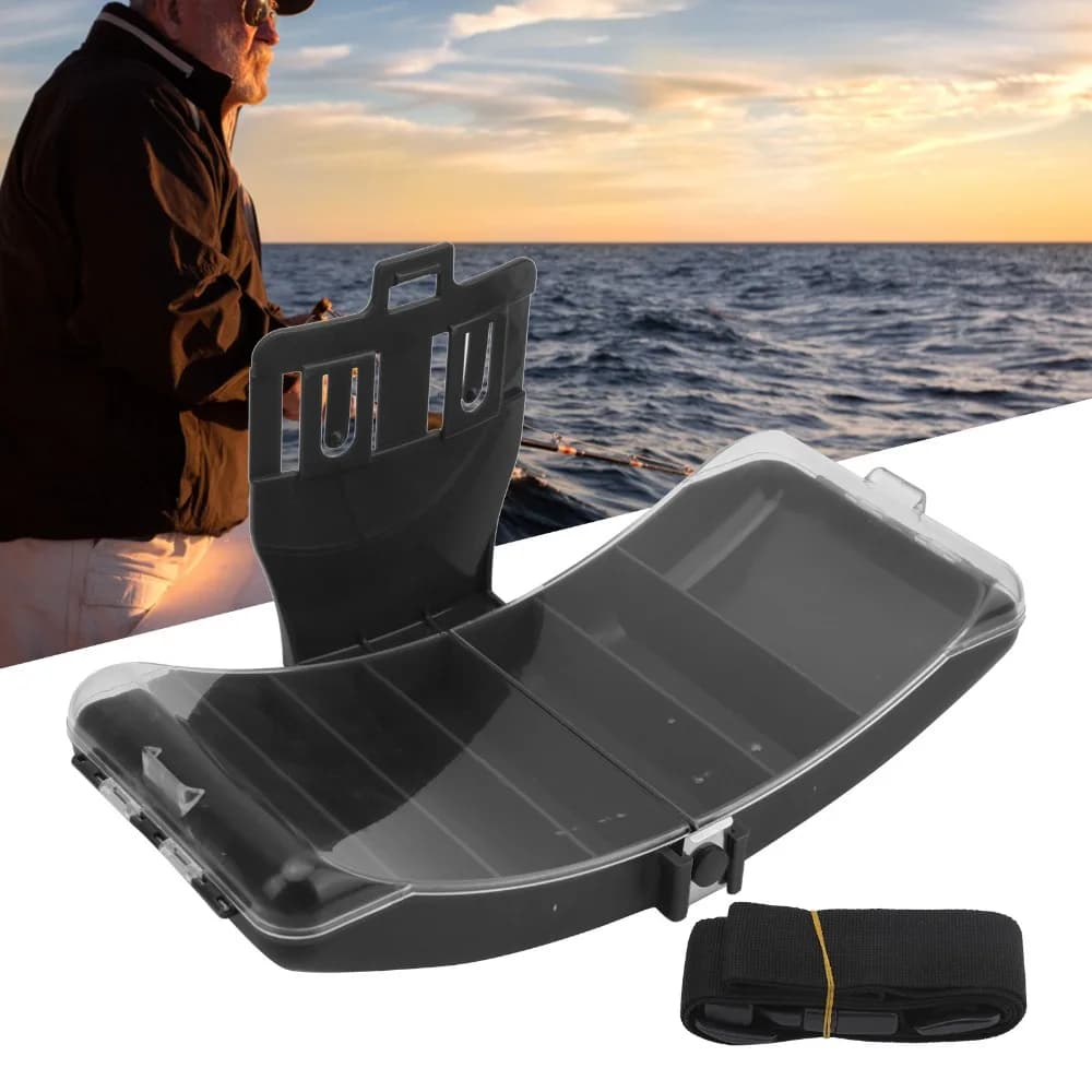 Scatola da Pesca Portatile con Cintura, Leggera, Nera, in Plastica, per Conservazione Esche e Attrezzatura