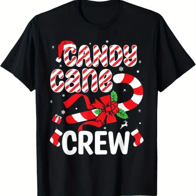 T-shirt grafica da uomo di Natale Candy Cane Crew S-3XL WHX 180g