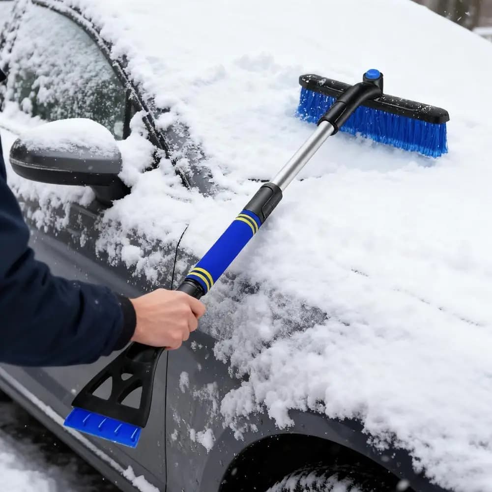 Strumento per la pulizia del parto del vetro dell'auto 2 in 1 Pulizia della neve Seccatoio Scopa Spazzola per vetro Spazzola per la neve per finestre automatiche Pala Strumenti per la pulizia dell'auto