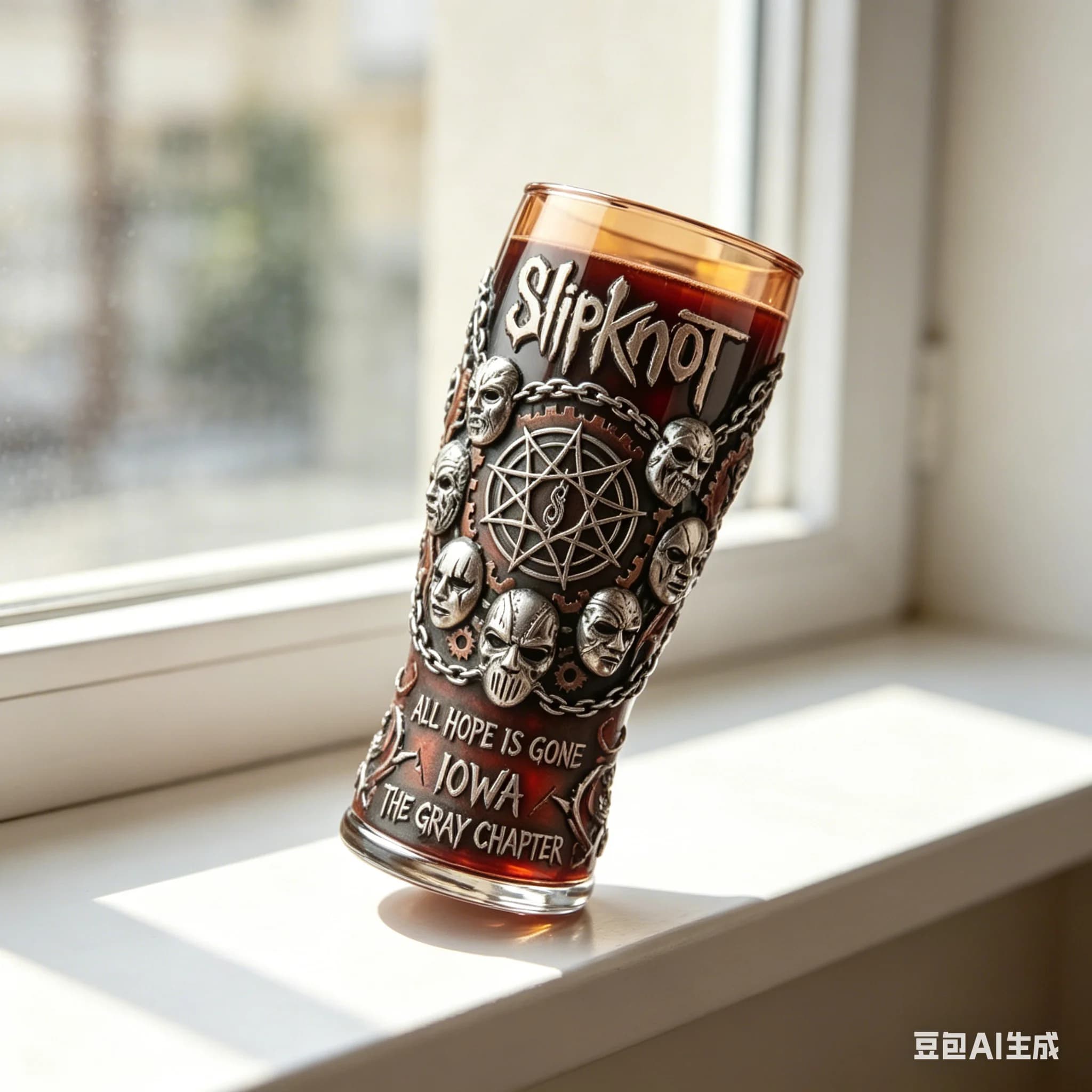 Bicchiere in Vetro con Rilievo Gotico Vintage Slipknot, Tazza da Birra a Tema Heavy Metal - Regalo per Appassionati di Nu Metal