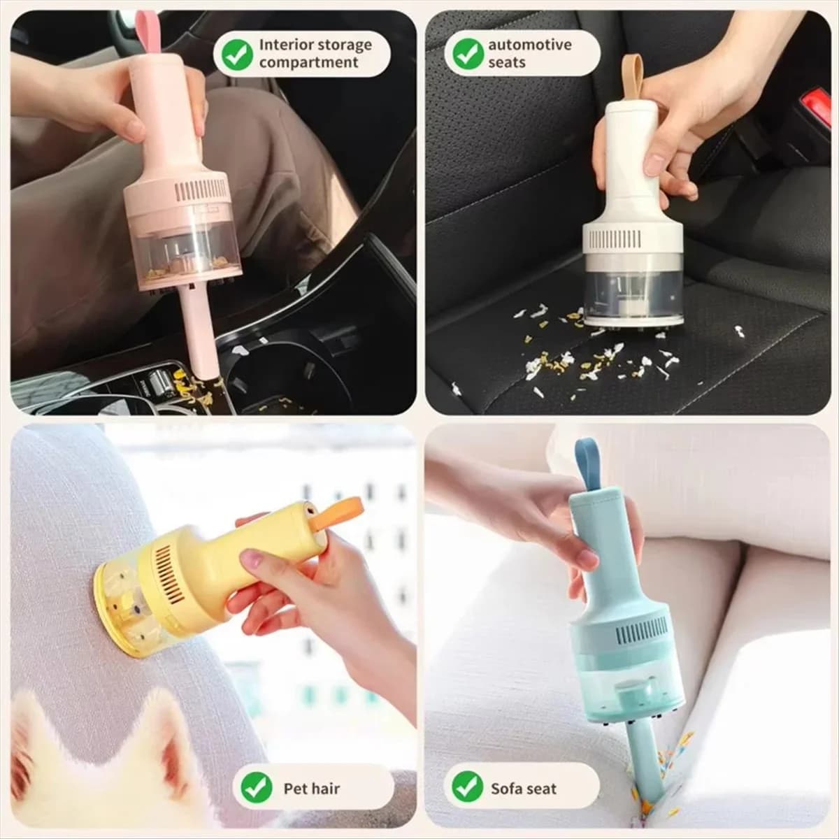 Aspirapolvere da tavolo per uso domestico e in auto, aspirazione potente, ricarica USB, mini pulitore per tastiera giallo