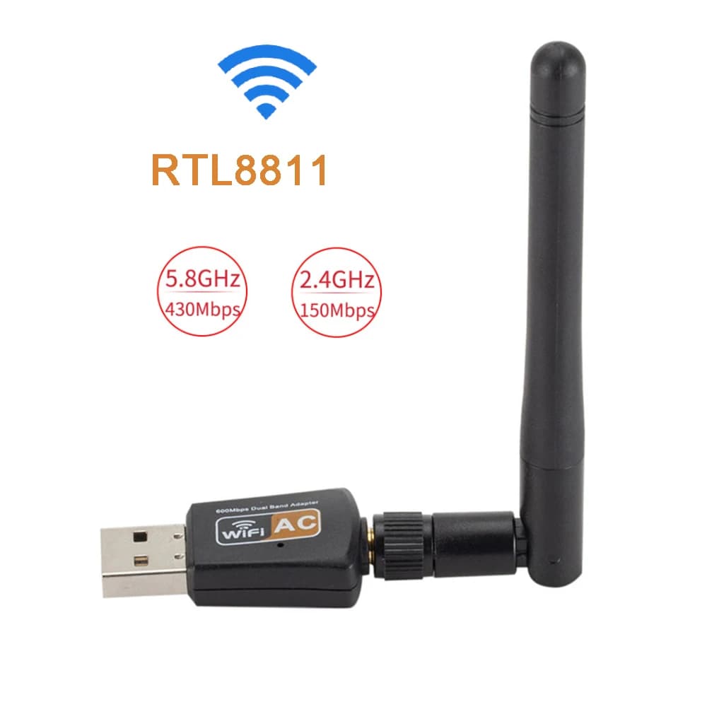 Adattatore Wifi scheda di rete Usb Wifi Dongle Driver gratuito Dual Band 600M ricevitore wi-fi Chipset Antenna 2DB RTL8811CU per Windows