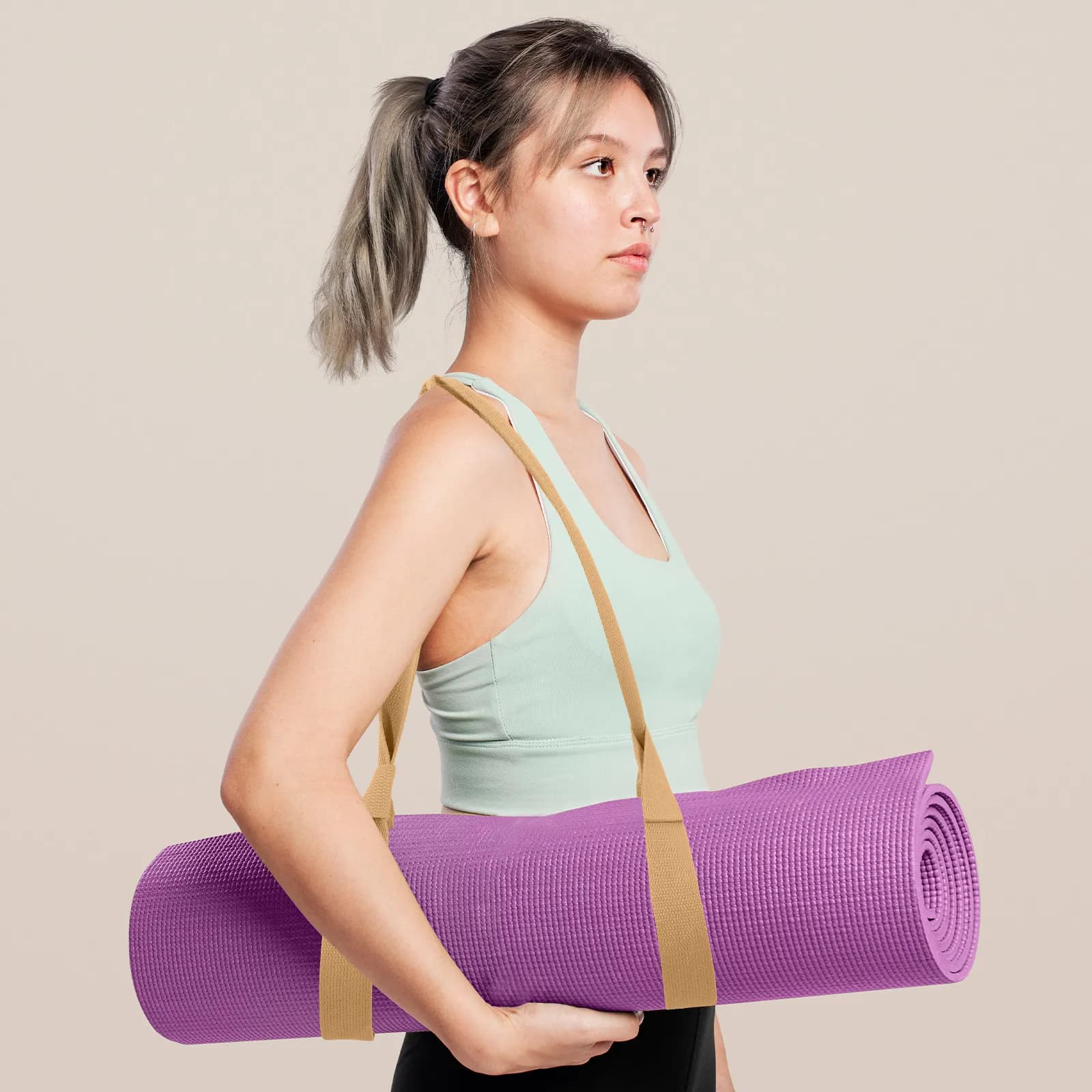 4 Pieces Yoga Belts in Polyester and Cotton Resistant, Convenient and Anti-wrinkles, with Ring for Carriage