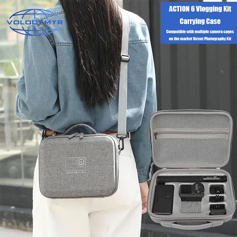 VOLODYMYR per DJI Osmo Action 6 Borsa a tracolla rigida antiurto per accessori fotocamera