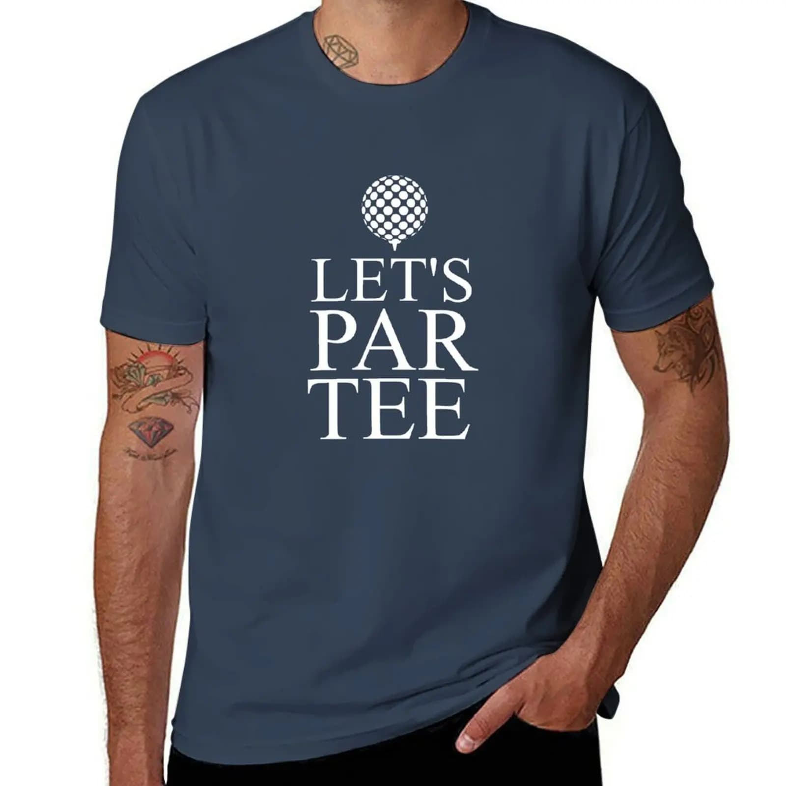 Golf Humor Let's Par Tee Golf Party Pun Caddy Co. T-shirt stile casual da lavoro