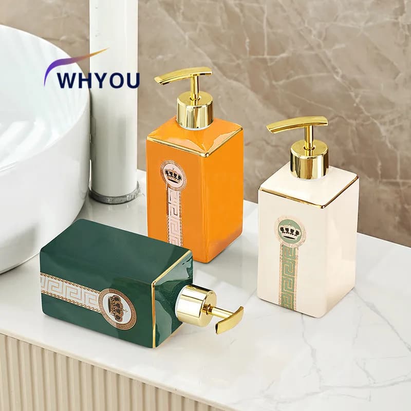 WHYOU-Distributori di sapone liquido, bottiglia di lozione, emulsione, bottiglie di auguri per le mani in lattice, set di accessori da bagno di lusso leggero