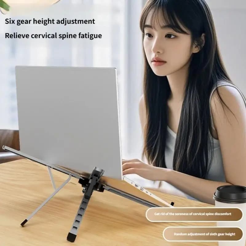 Portable Foldable Laptop Stand With 6 Adjustable Height For 10 To 17.3Inch