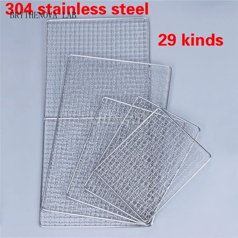 304 Stainless Steel net bbq grill non-stick BBQ Mat Rectangular Grid Grill Barbecue Mesh Barbecue Net Tools-b