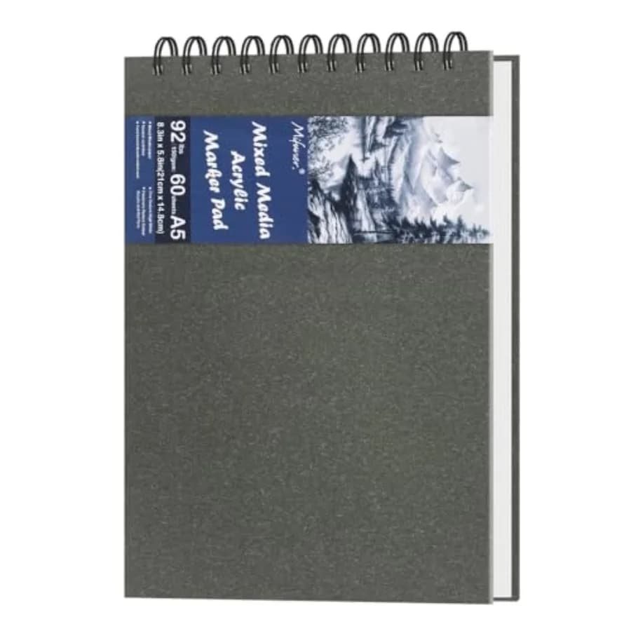 8.3" x 5.8" Hardcover Sketchbook, Top Spiral Bound Mixed Media Sketch Pad, 60 Sheets 92lb/150 gsm Acid-Free Drawing Paper, Smal