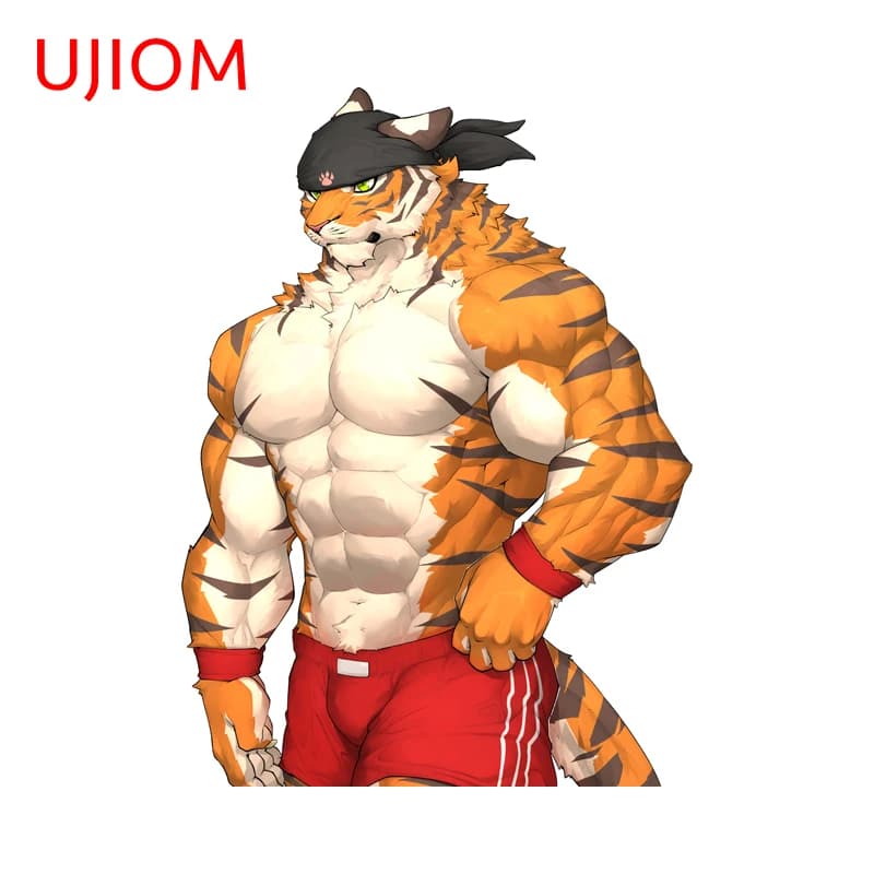 UJIOM Potenti adesivi murali Furry Tiger Man Morden Specchio per armadio Decalcomania per laptop Pratica scatola per attrezzatura da pesca Dedoration