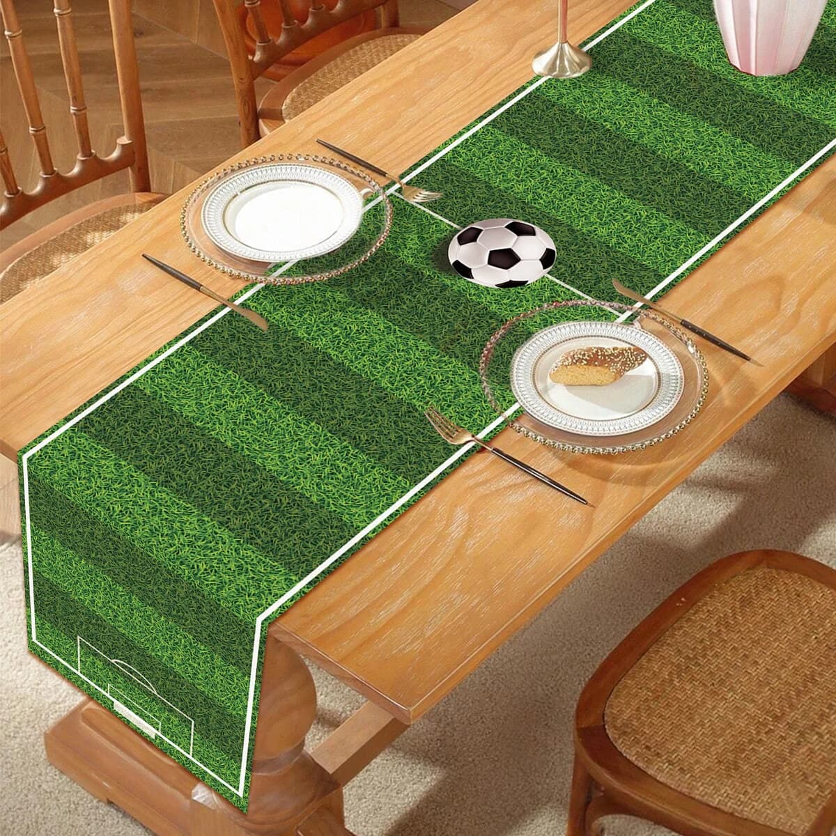 Runner da tavolo per feste di calcio Decorazione di compleanno di calcio Bomboniere per bambini Ragazzo Regali a tema sportivo di calcio Forniture per baby shower di calcio