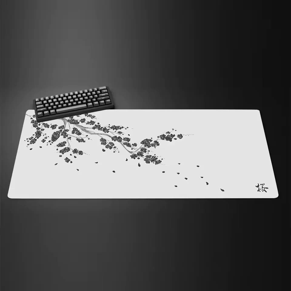 Tappetino per Mouse da Gaming XXL Sakura Giapponese, Tappeto da Scrivania per Laptop, Decorazione per Ufficio con Fiori di Ciliegio, Tappetino Antiscivolo per Tastiera e Computer