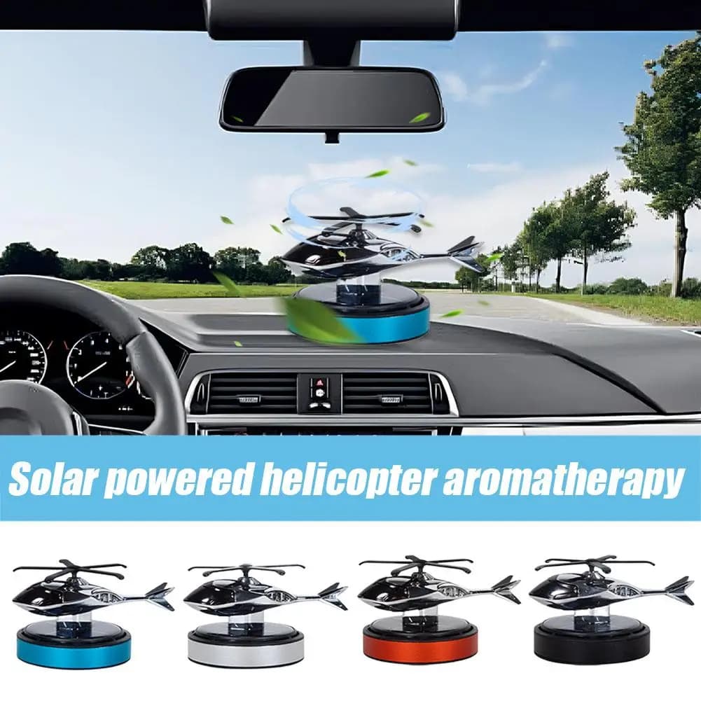 Deodorante per auto per elicottero con rotazione ad energia solare ABS Fragranza Aroma in legno Aromaterapia Diffusore in lega Auto Z4A1