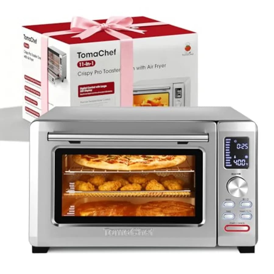 Forno Tostapane e Friggitrice ad Aria Combinato, Grande Capacità 26.5QT con Finestra Visibile, Forno da Banco 11-in-1, 85% Meno Olio, Più Salutare