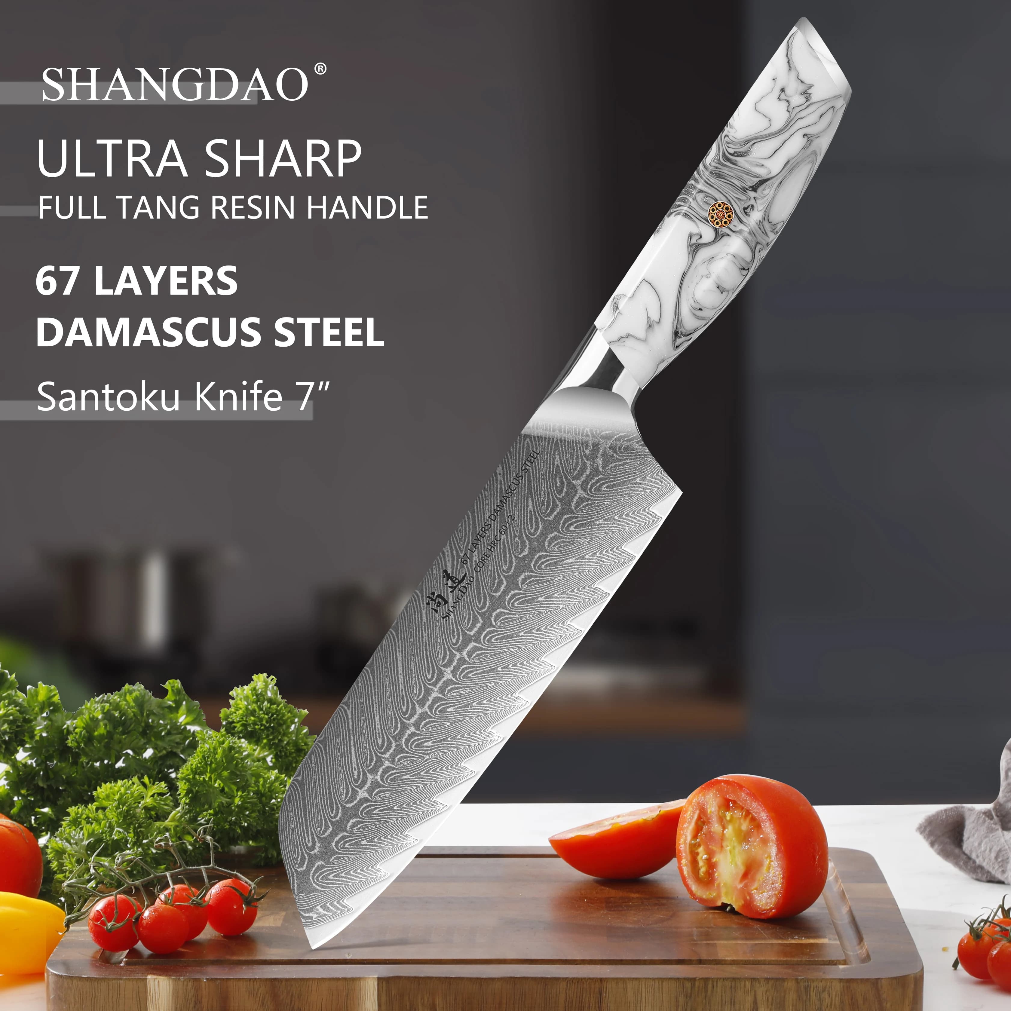 SHANGDAO Santoku knife, 7" forged kitchen knife from Damascus, professional cutting knife, design with sharp and ergonomic handle