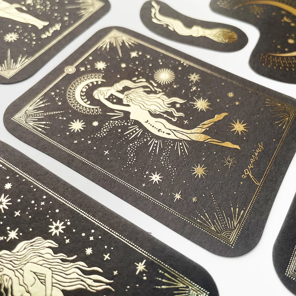 Cold Stamping Sticker Pack Vintage Washi Paper Gold Foil Zodiac Girl Decal for Journaling Planner DIY Supplies