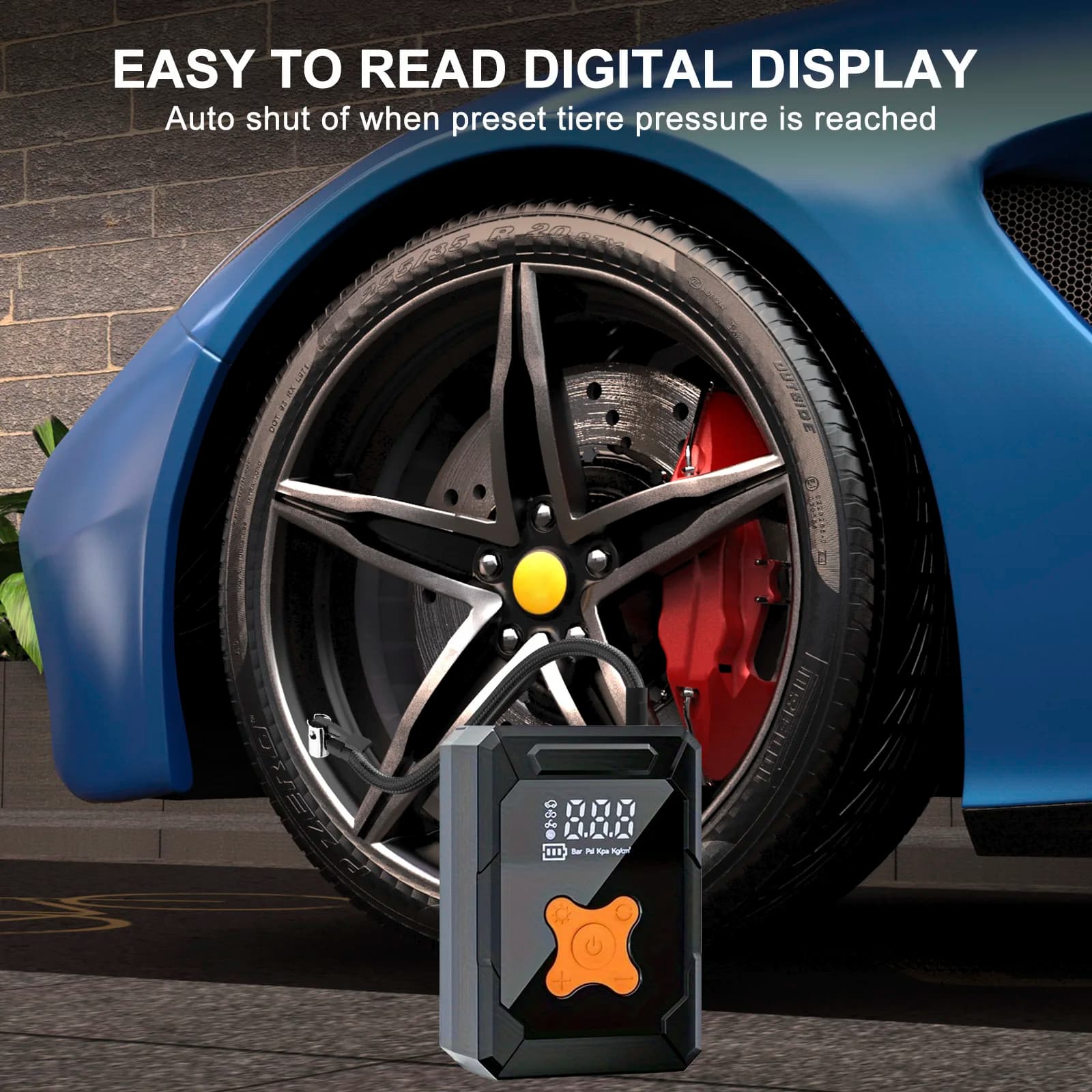 Mini Compressore d'Aria Wireless per Auto, Gonfiatore Portatile per Pneumatici con Luce LED per Auto, Moto, Bici e Palloni