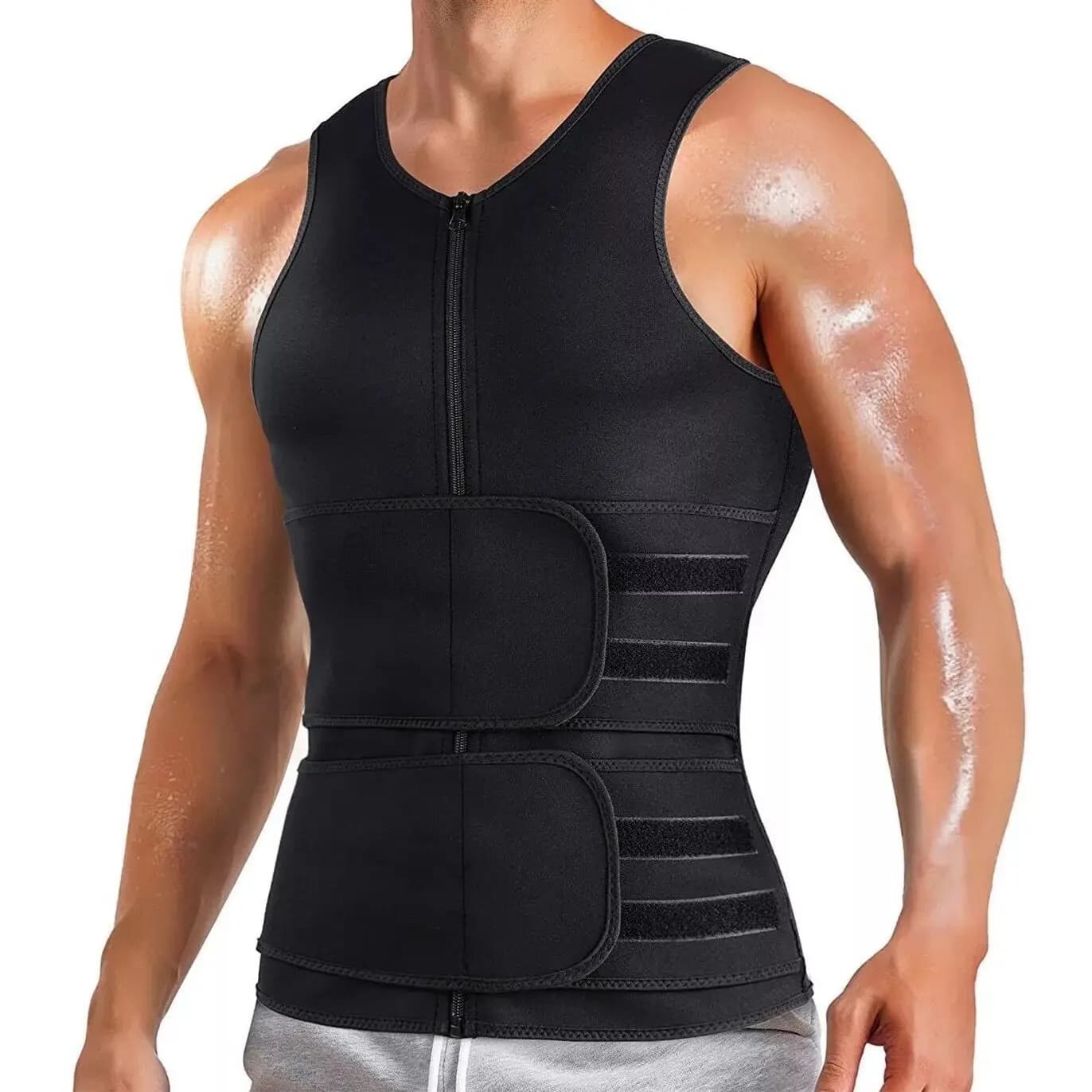 1 pz corsetto da uomo vita trainer uomo dimagrante body shaper gilet cerniera cinturino in velcro correzione addome canotta fitness shapewear