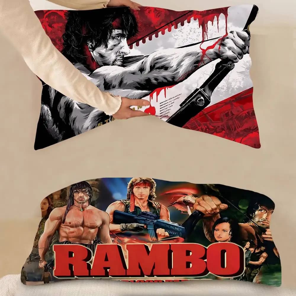 Classic Movies First Blood Rambo Cartoon Pillow Towels- Single Quick-Dry Polyester Pillowcase Pillow Core Cover Breathable