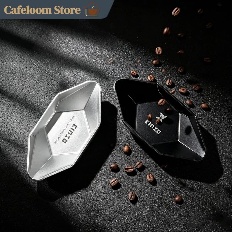 KINXO Aluminum Alloy Coffee Bean Dishing Tray Anodized Weighing Display Dish Anti Flying Coffee Accessory For Barista