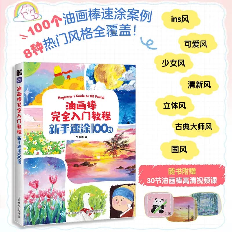 Oil Pastel Complete Beginner's Tutorial: Quick Sketches of 100 Examples - Oil Pastel Copying Book