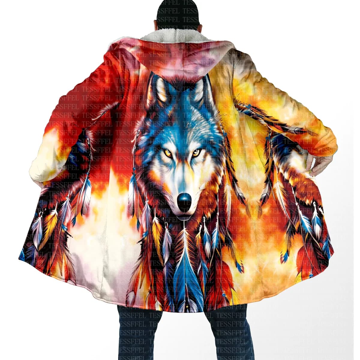 NewFashion Aniaml Wolf Tattoo Retro Vintage Harajuku Plus Size 3D Print Winter Overcoat Unisex Cloak Hoodies Causal Funny Cape 0