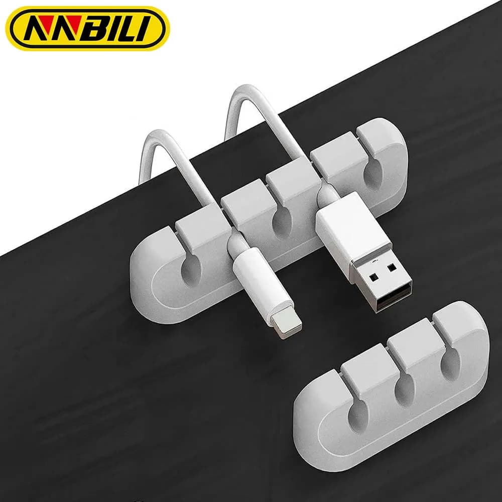 NNBILI 2 pezzi clip porta cavi organizer per cavi clip per gestione avvolgicavo in silicone autoadesive per mouse tastiera auricolare