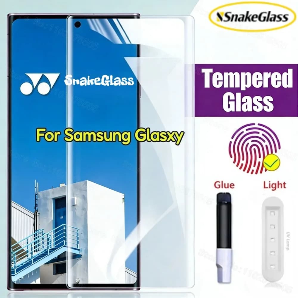 Pellicola in vetro temperato UV per Samsung Galaxy, protezione schermo completamente curva, S24, S23 S22, S21, S20 Ultra Plus, Note 20 10 9 8 Ultra