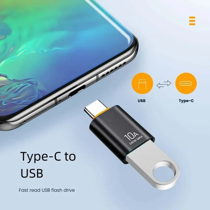 USB to OTG 10A type and C-type converter female to USB male OTG fast charging for iPhone MacBook Laptop Xiaomi Samsung