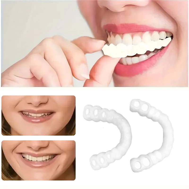 Protesi Dentarie Finte Superiori e Inferiori, Copertura Perfetta per Denti Luminosi, Veneers Comfort Fit Flex, Sbiancamento Denti CK848-FRO