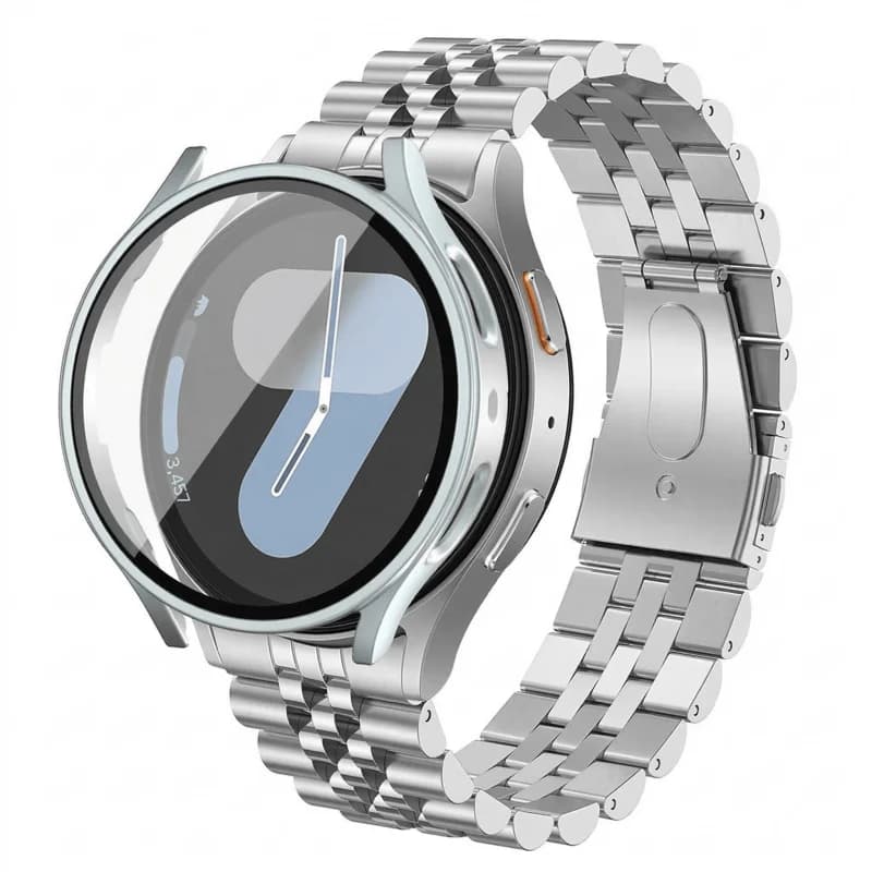 Cinturino in metallo + custodia per Samsung Galaxy Watch 7 6 5 4 40mm 44mm, bracciale in acciaio inossidabile con protezione per lo schermo in PC