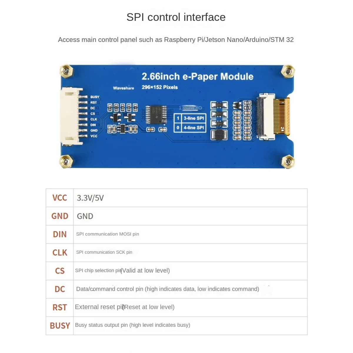 Modulo Schermo E-Paper E-Ink B68A, Display E-Ink da 2,66 Pollici Compatibile con Raspberry Pi