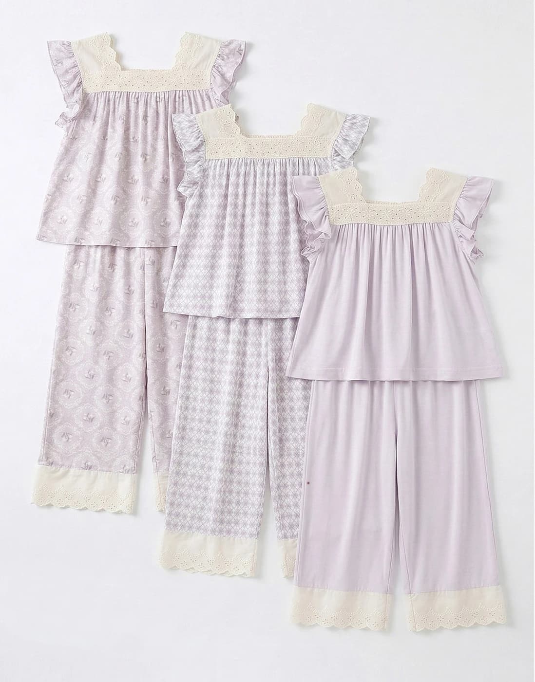 Children's Pajamas for Kids Cotton Lace Printed Girls Loungewear Set Summer Air Conditioning Clothes