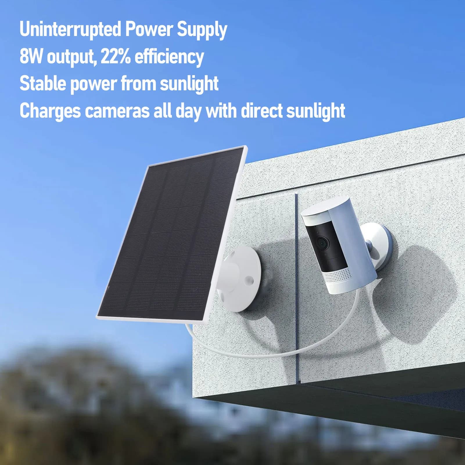 Pannello solare per campanello 8W IP66 Impermeabile Videocitofono regolabile a 360 gradi Pannello solare per campanello con telecamera 2K