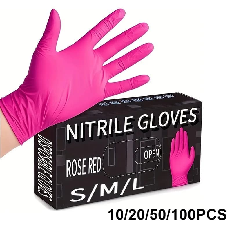 Guanti monouso in nitrile rosa Guanti senza polvere e lattice per cucina Cucina Bellezza domestica Petcare Tinture per capelli Guanto da lavoro