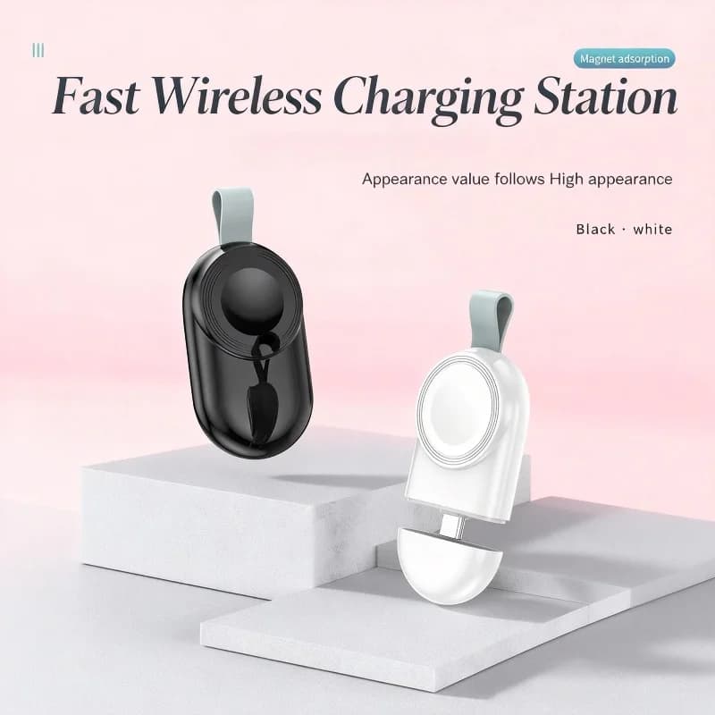Caricatore Wireless Magnetico Rapido per Apple Watch 8 7 6 5 4 3 SE Ultra 2, Adattatore Dock per iWatch, Stazione di Ricarica USB Portatile