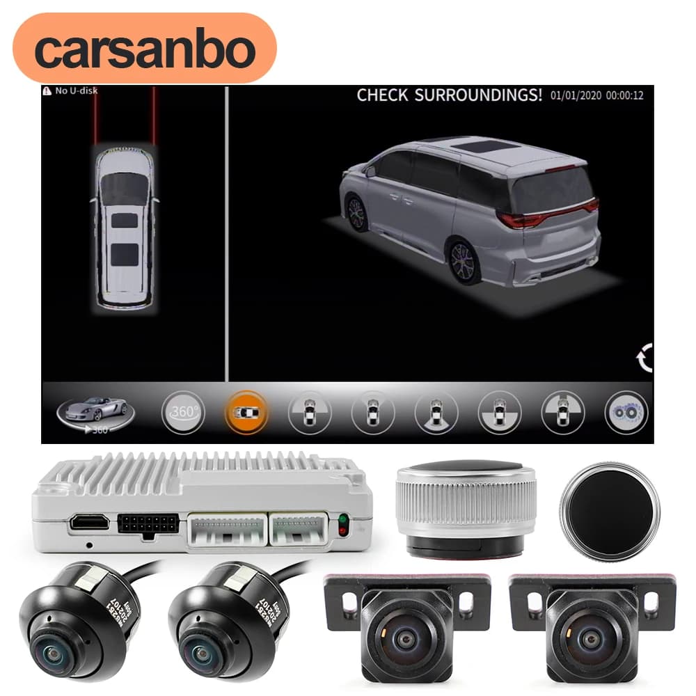 Carsanbo 720P Universal 360 Degree Panorama View Car Camera Left Right Front Rear View Around View System Dashcam Video Recorder