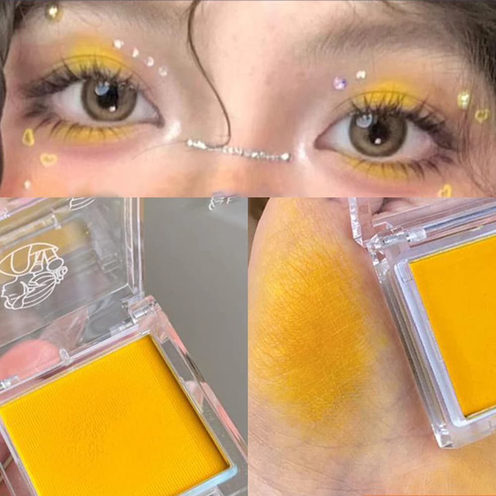 Palette Ombretto Monocolore Opaco, Polvere Ombretto ad Alta Pigmentazione a Lunga Durata e Impermeabile, Tonalità Verde Neon per Uso Quotidiano e Feste