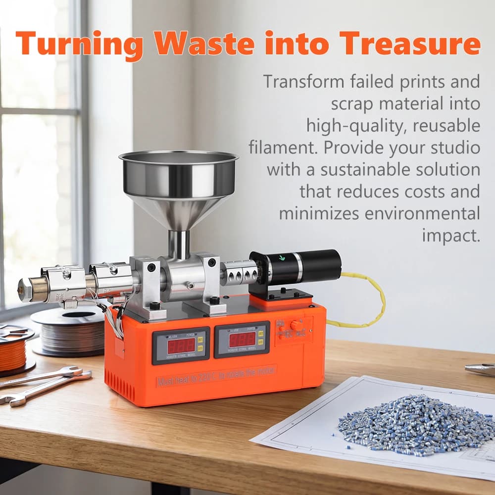Estrusore Monovite da Laboratorio per Plastica, Macchina da Tavolo per Riciclo Rifiuti Plastici per Filamenti PLA PETG da 1.75mm/2.3mm per Stampanti 3D
