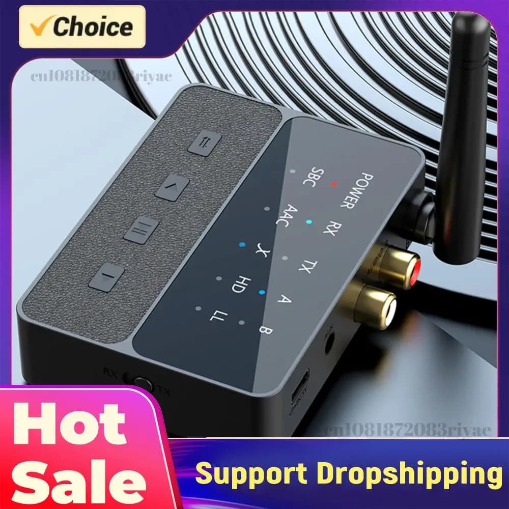 HIFI stereo adapter compatible with Bluetooth 5.3, wireless audio dongle 2 in 1 AUX/RCA 3.5 mm, stereo music adapter for TV, car speaker