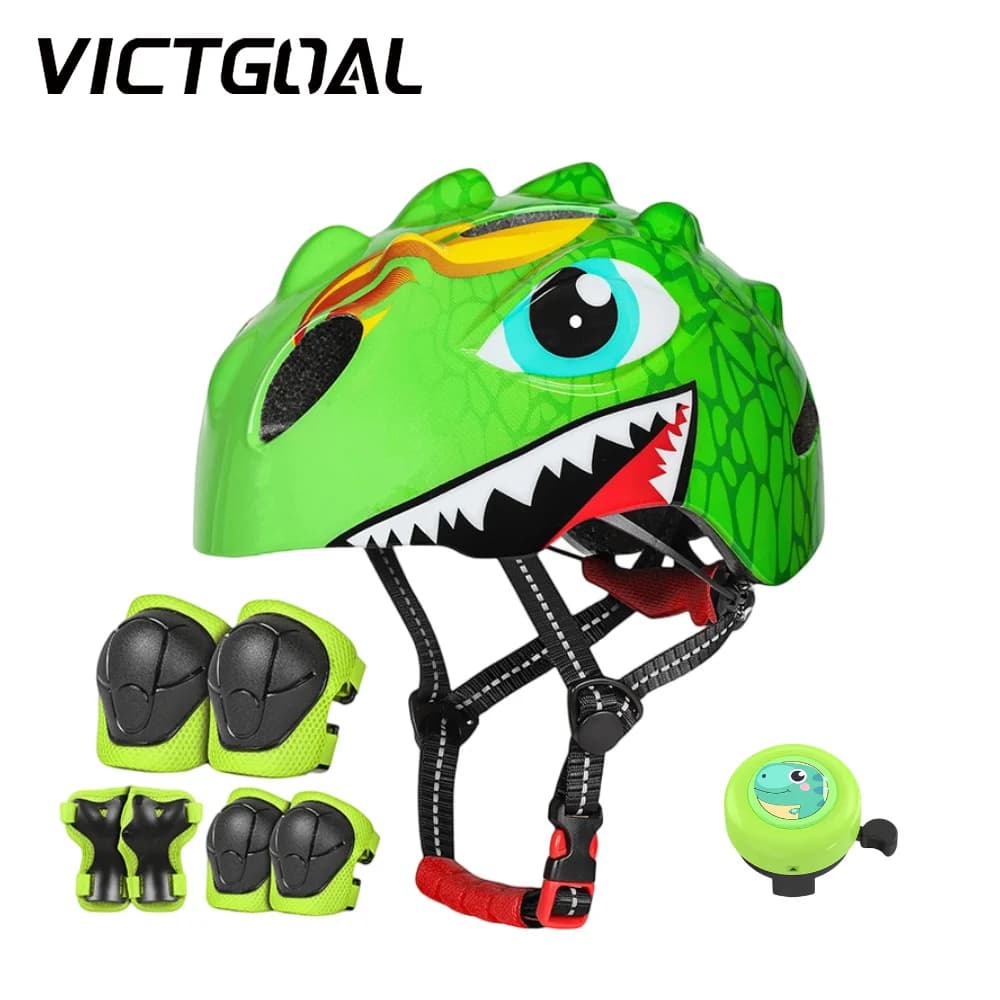 VICTGOAL Children's Protective Set: Helmet, Kneemaker, Elbow, Inch and Bicycle Bell, Skating and Cycling