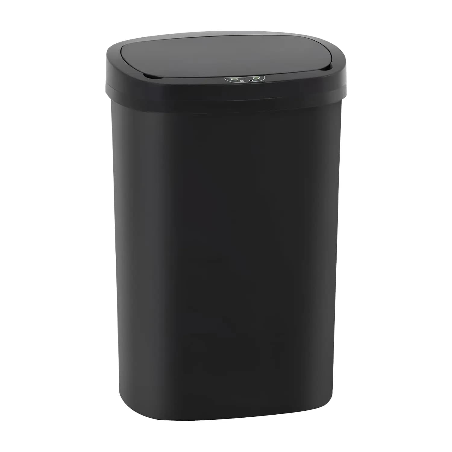 Pattumiera touchless da 13 galloni con coperchio, controllo degli odori, design ovale moderno, facile da pulire, nera