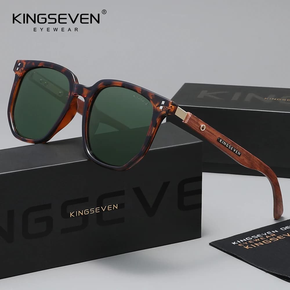 KINGSEVEN Men Polarized UV400 Fashion Sunglass Quality Upgrade Wood Sun Glasses Retro Women's Eyewear