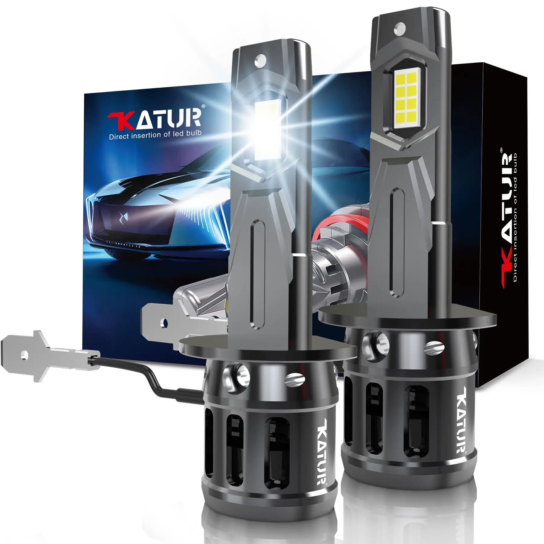 2x Faro LED H1 ad alta potenza 1:1 Faro mini formato 20000LM 6000K Lampade per auto Super luminoso Plug and Play Lampadine per fari per auto