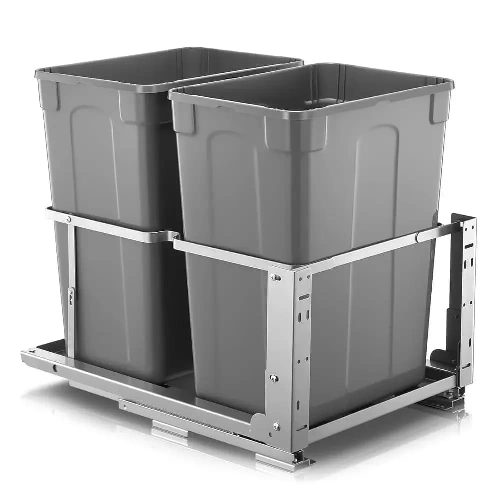 Doppio cestino sottolavello da 35 Qt con guide scorrevoli a chiusura ammortizzata - Resistente per armadietti da cucina e area lavello