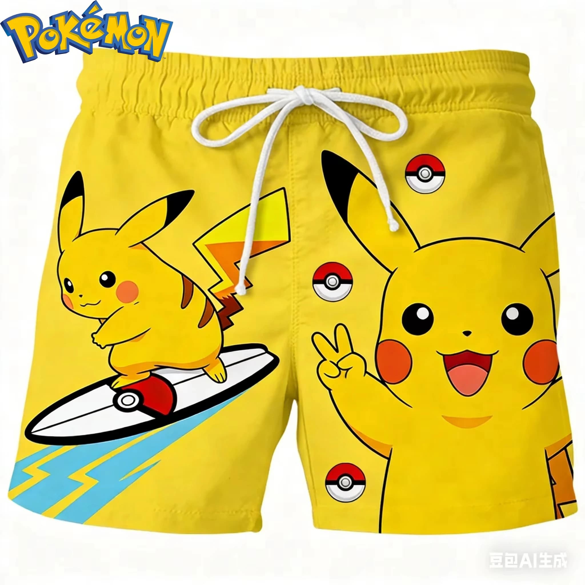 Nuovi Pantaloncini da Bagno Estivi 2026 Pokemon Pikachu Surfing Senza Tasche - Pantaloncini da Surf ad Asciugatura Rapida per Bambini e Adulti, Abbigliamento da Spiaggia Anime